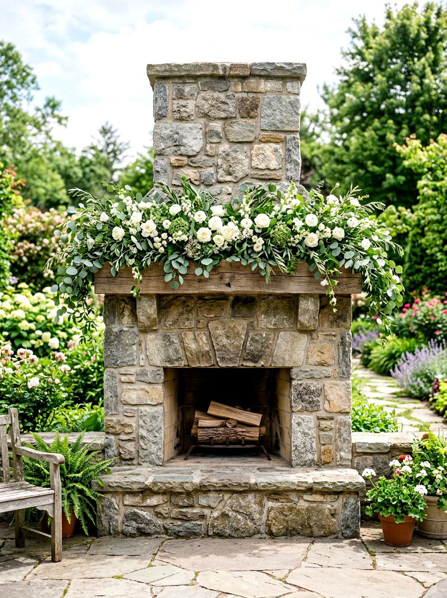 Greenery Garland Arrangement - 30 mantel shelf styling ideas