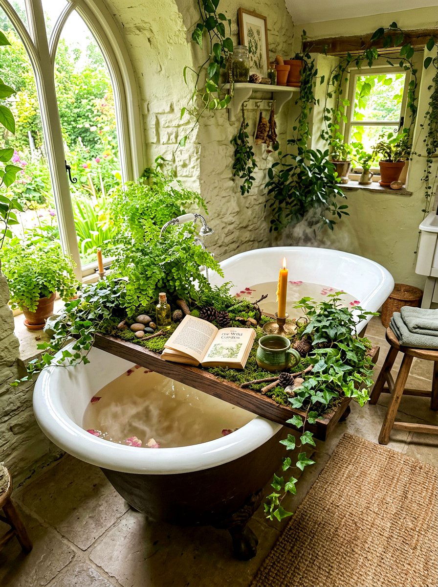 Greenery Heavy Bath Tray - 30 bath tray styling ideas