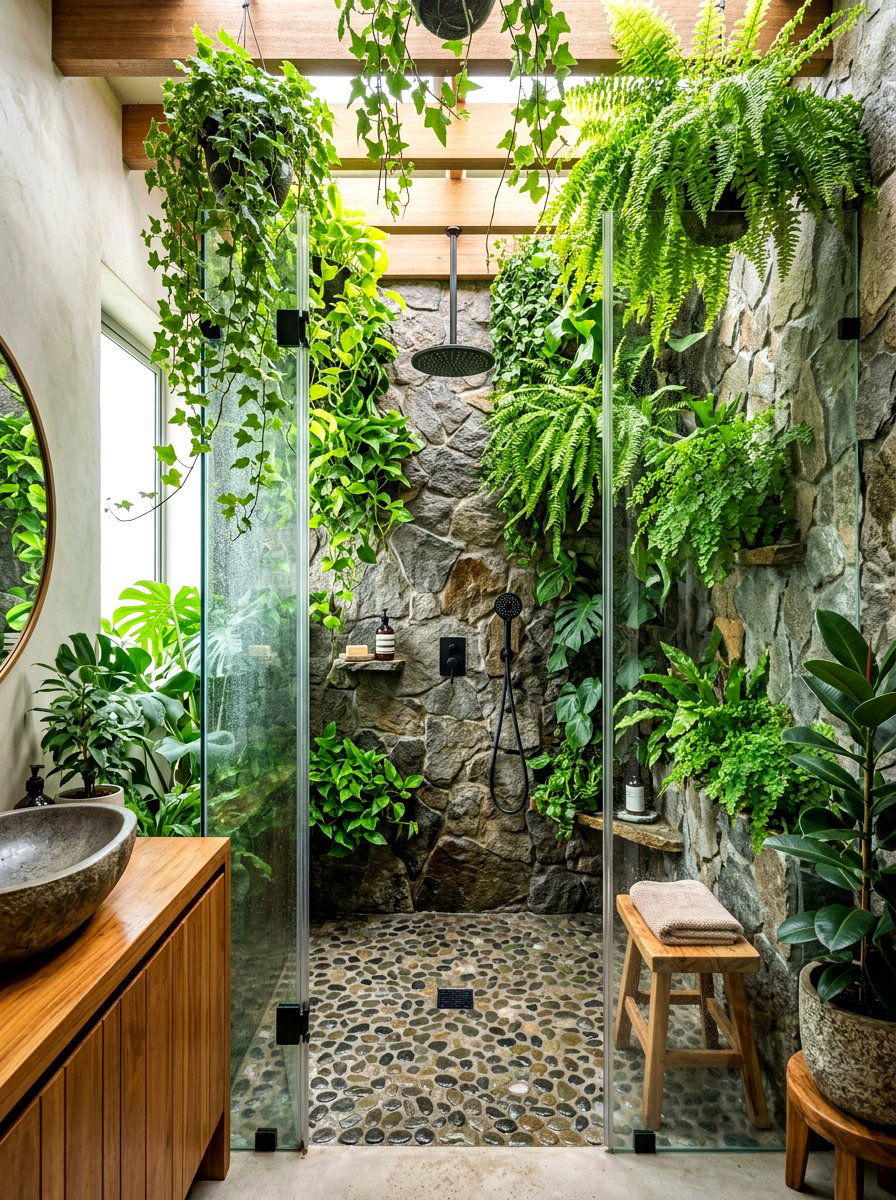 Greenery In Shower - 30 bathroom shower ideas