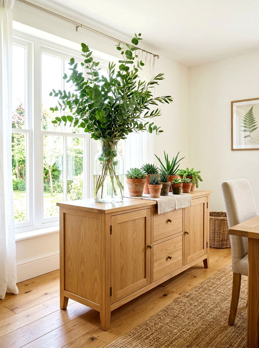 Greenery On Sideboard - 30 dining buffet styling ideas