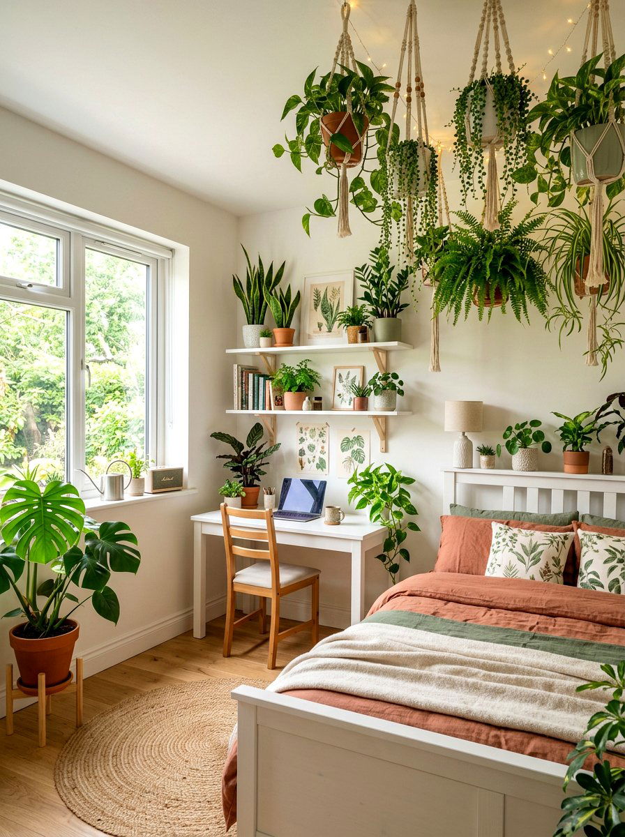 Greenery plant decor - 30 teen hangout room ideas