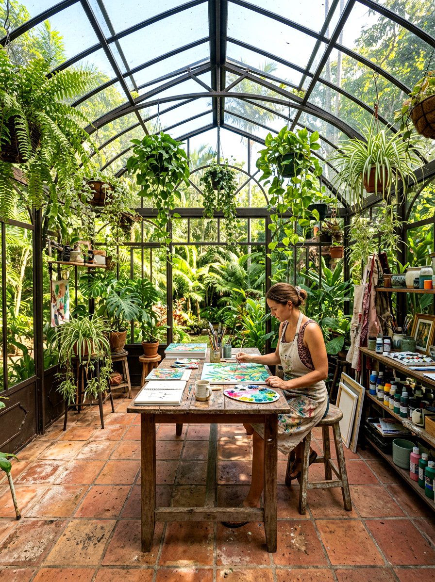 Greenhouse Art Studio - 30 art shed ideas
