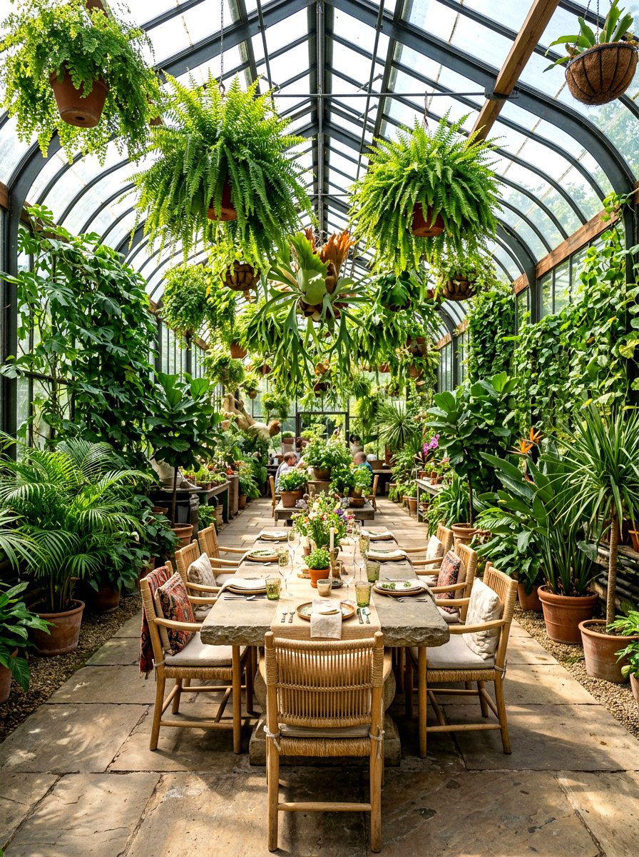 Greenhouse Botanical Dining Room - 30 dinner party hosting room ideas