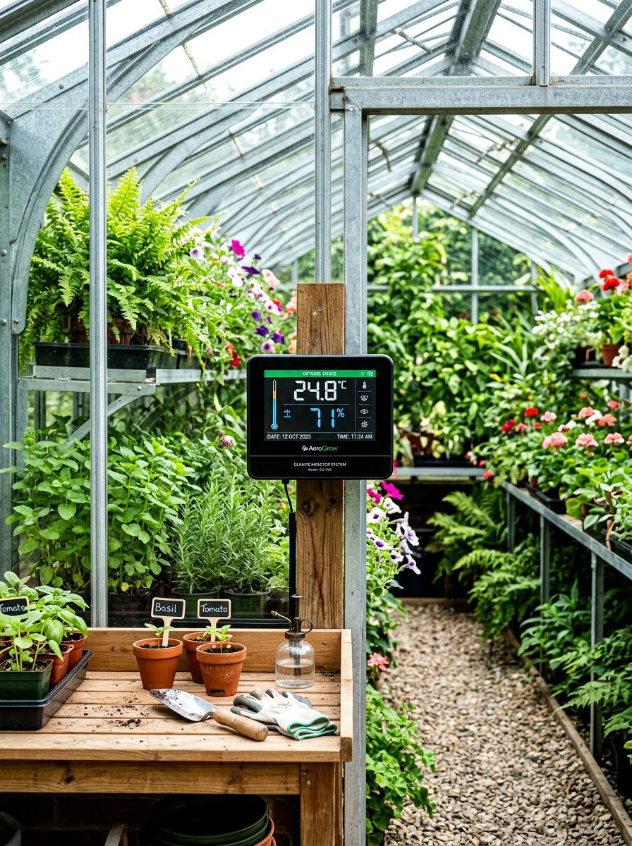 Greenhouse Climate Monitor - 30 greenhouse potting area ideas