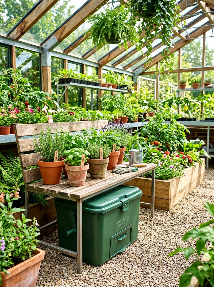 Greenhouse Composting Bin - 30 greenhouse corner ideas