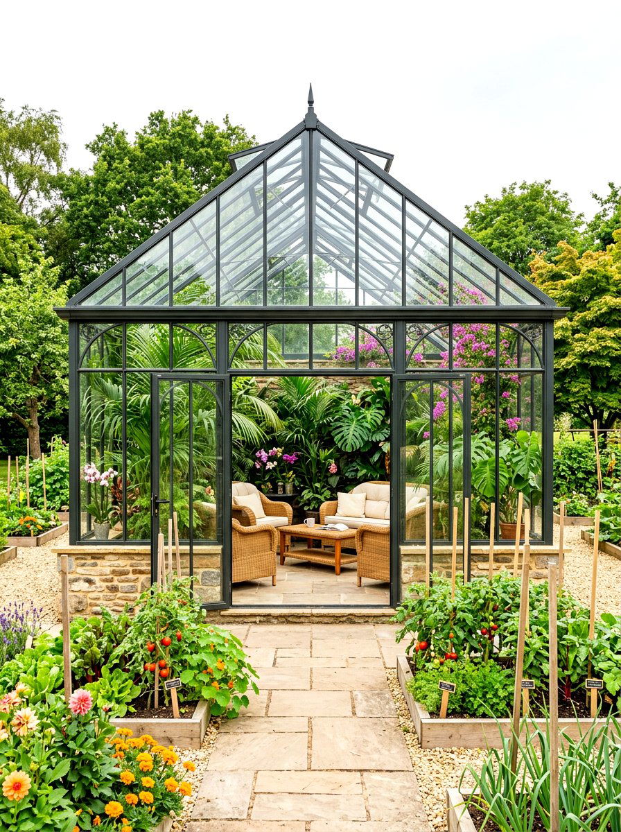 Greenhouse Conservatory Hybrid - 30 outdoor garden room ideas