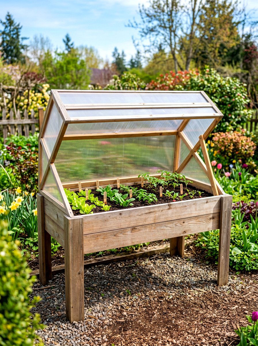 Greenhouse Elevated Garden Bed - 30 elevated garden bed ideas