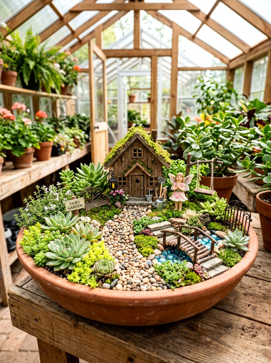 Greenhouse Fairy Garden - 30 greenhouse decorative ideas