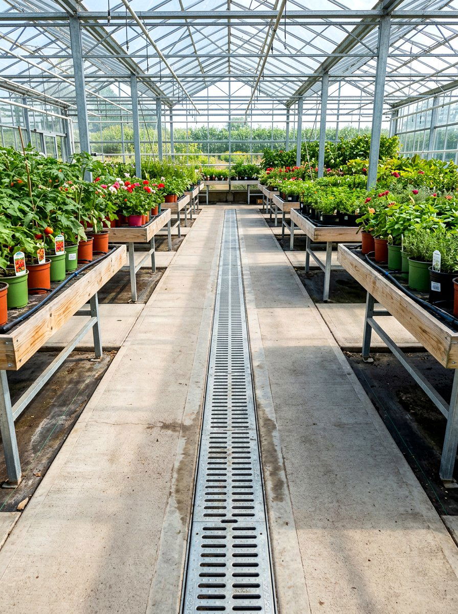 Greenhouse Floor Drainage - 30 greenhouse watering ideas