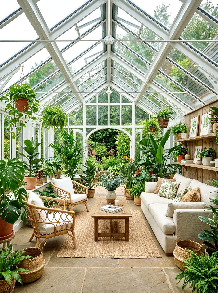 Greenhouse Inspired Living Room - 30 indoor outdoor living ideas