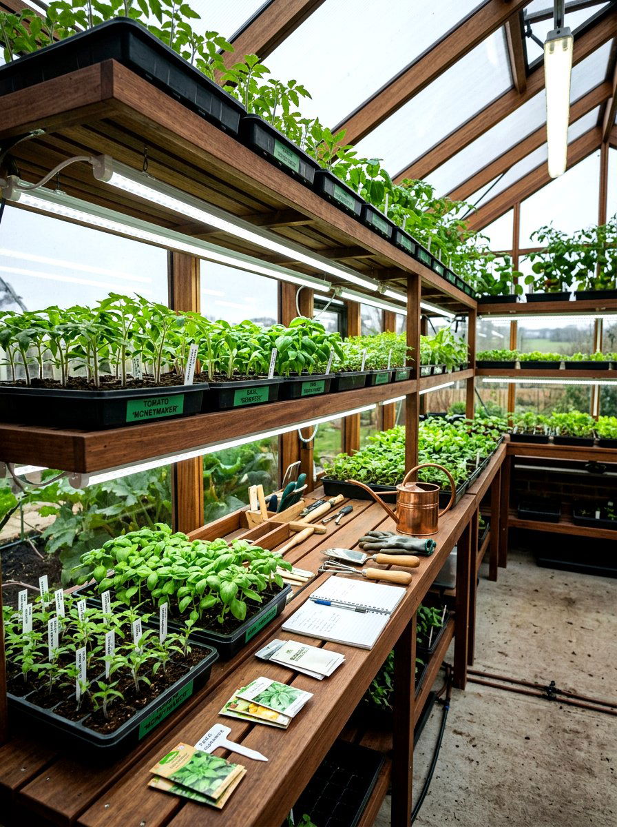 Greenhouse LED Lighting - 30 greenhouse potting area ideas