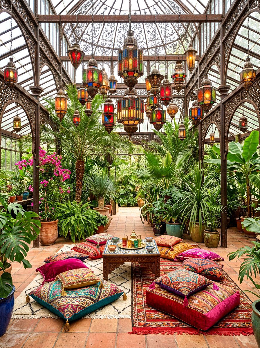Greenhouse Moroccan lanterns - 30 greenhouse lighting ideas