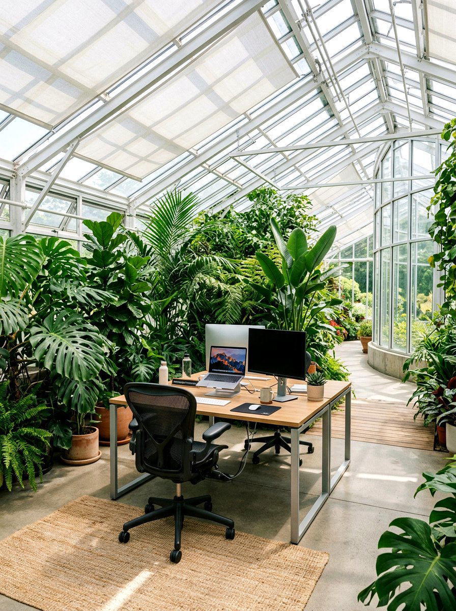 Greenhouse Office - 30 modern greenhouse ideas