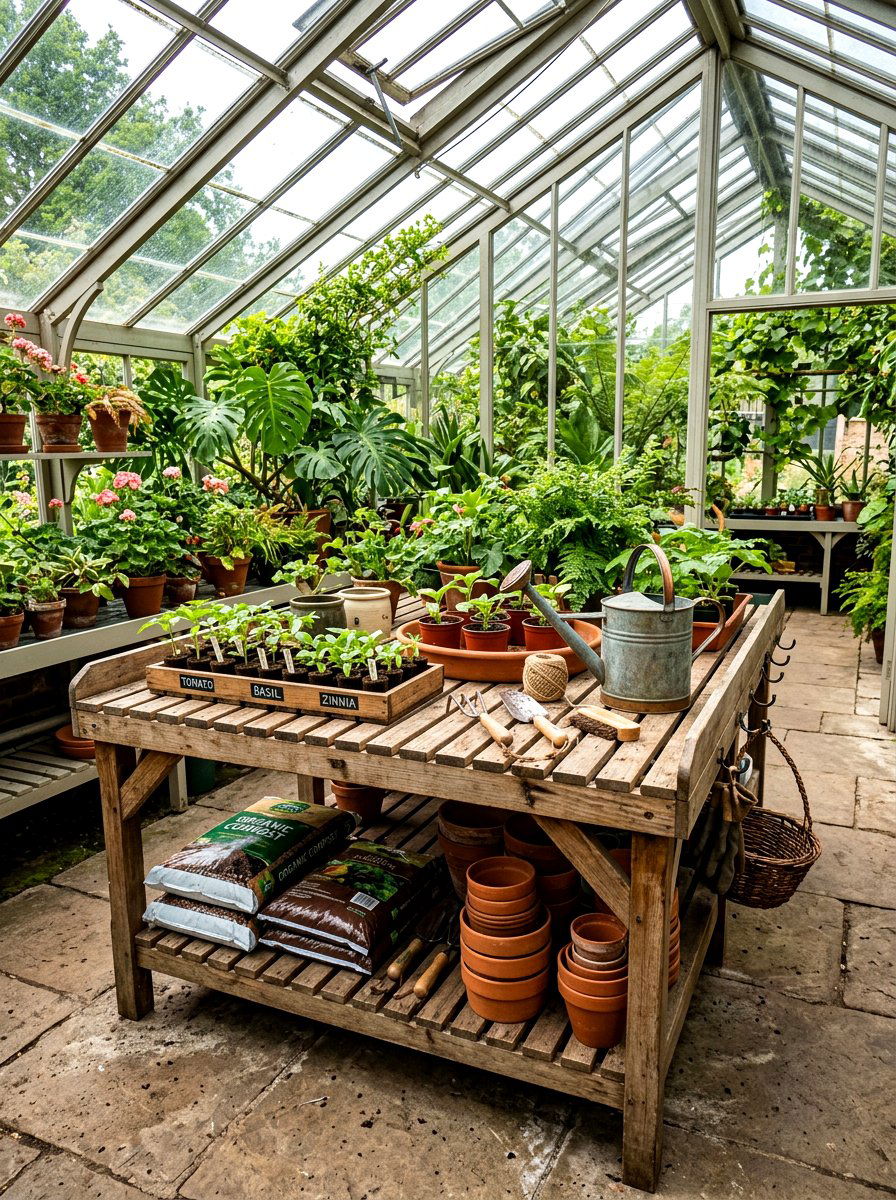 Greenhouse Potting Bench - 30 potting bench ideas