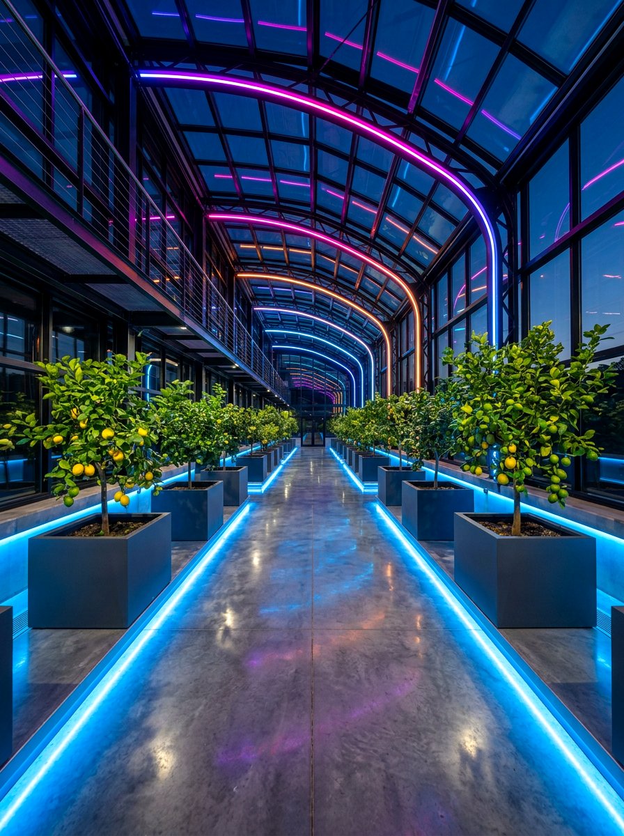 Greenhouse RGB light strips - 30 greenhouse lighting ideas
