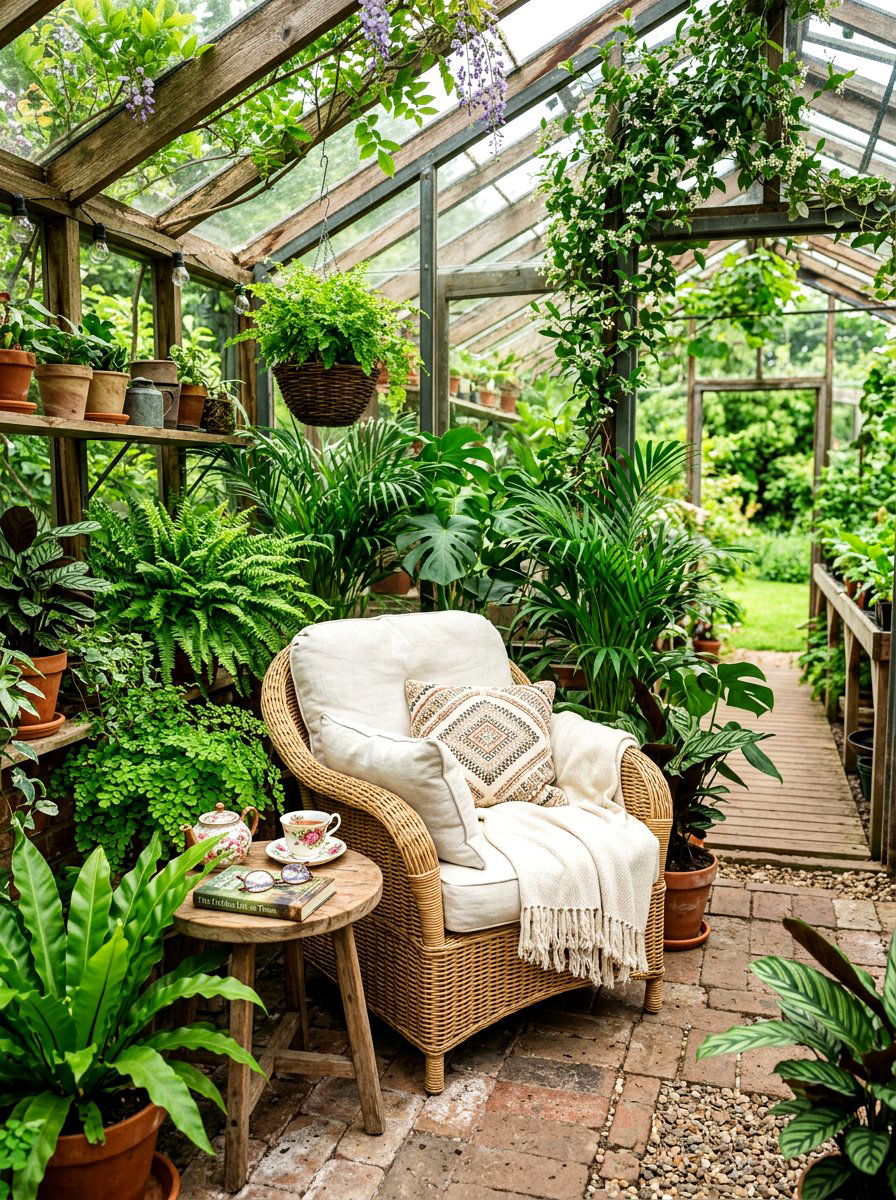 Greenhouse Reading Nook - 30 greenhouse corner ideas