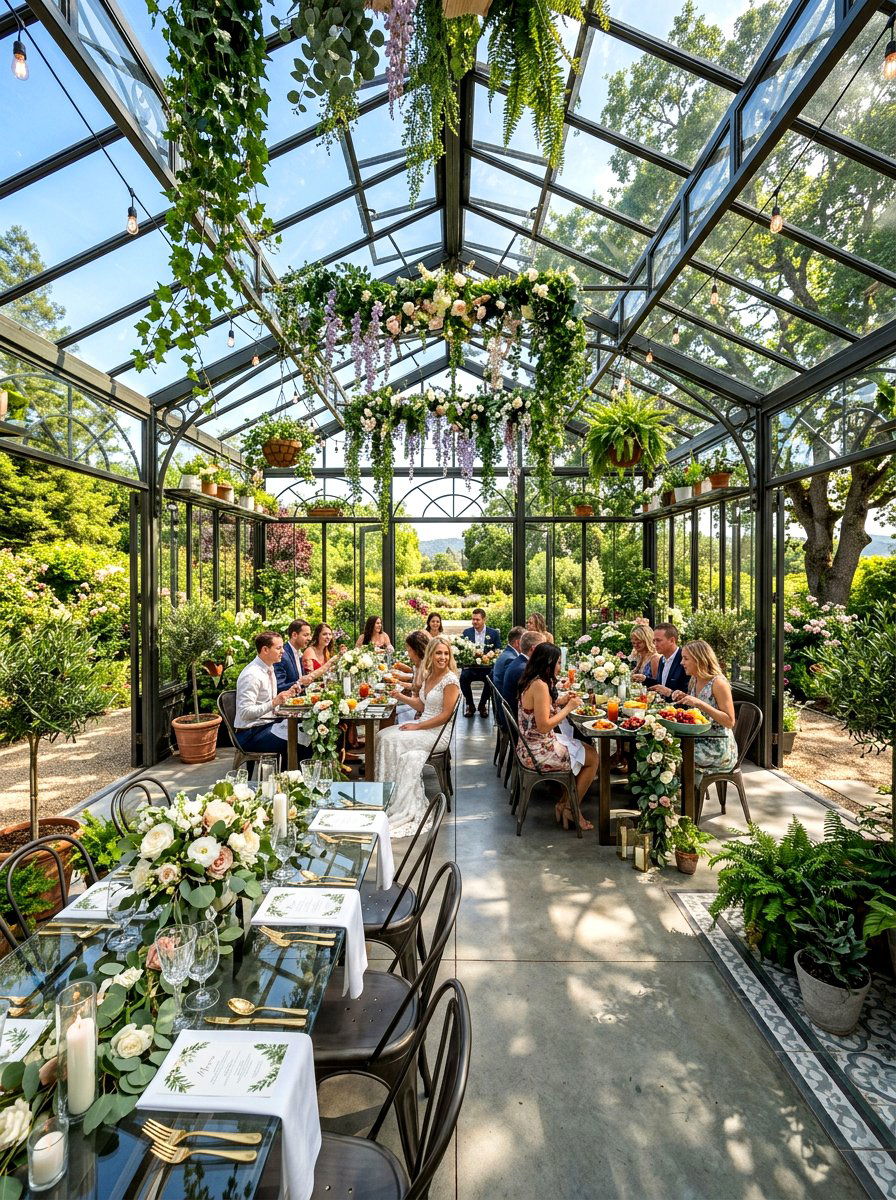 Greenhouse Style Decor - 30 backyard bridal brunch ideas