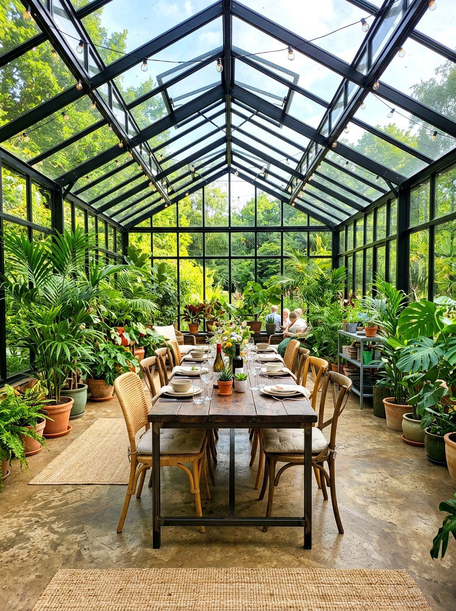 Greenhouse Style Gathering Space - 30 Thanksgiving hosting room ideas