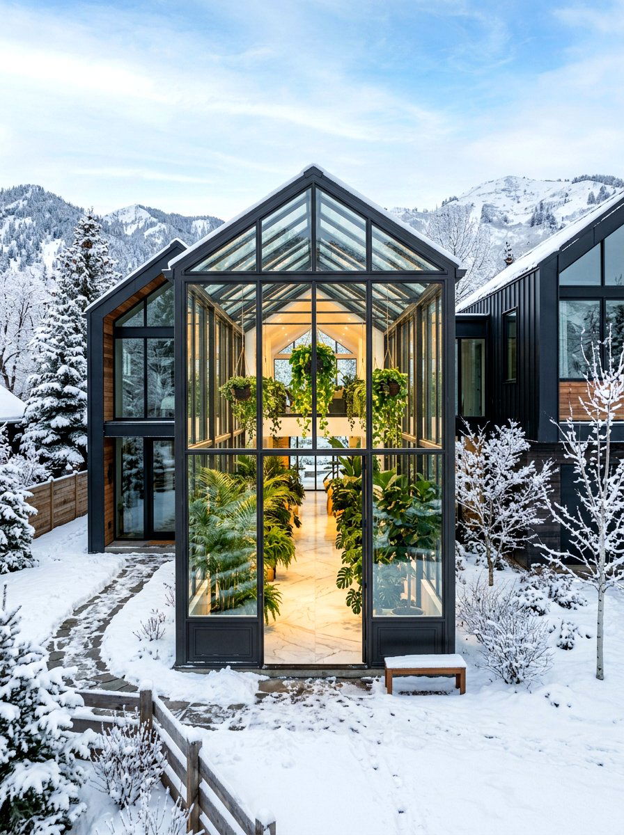 Greenhouse Style Glass Hallway - 30 covered walkway ideas