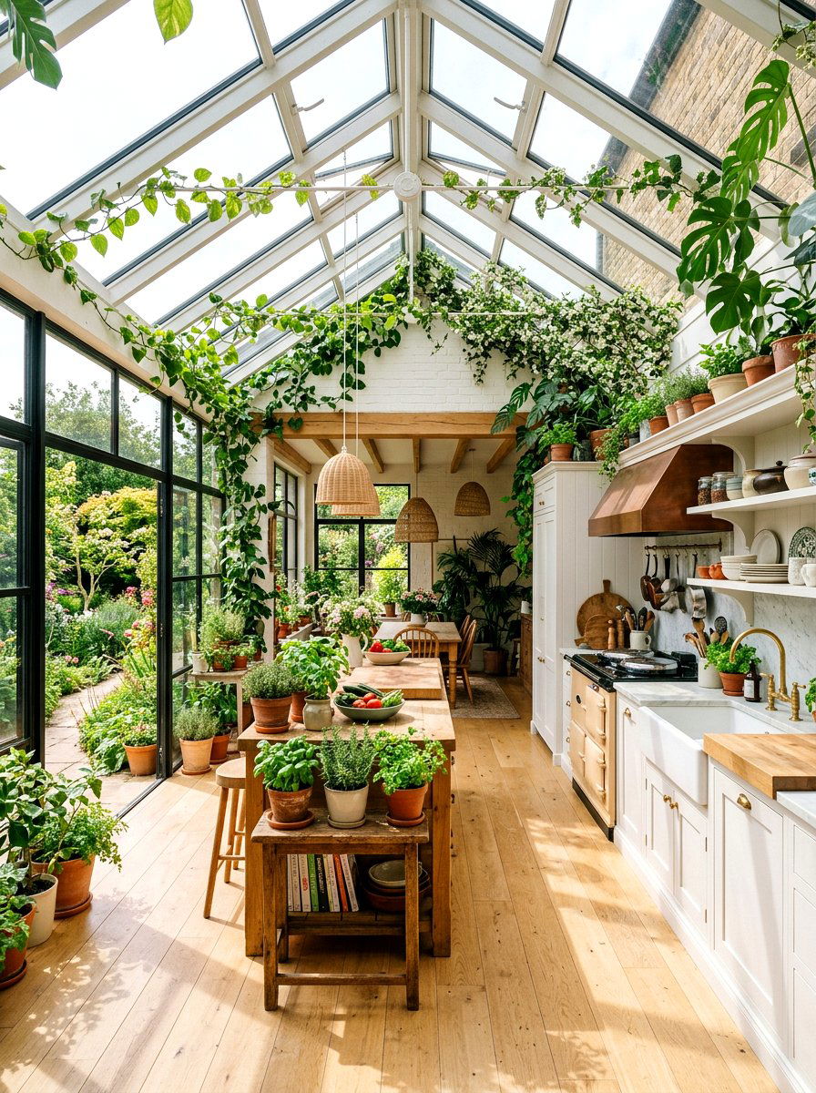 Greenhouse Style Kitchen - 30 storybook kitchen ideas