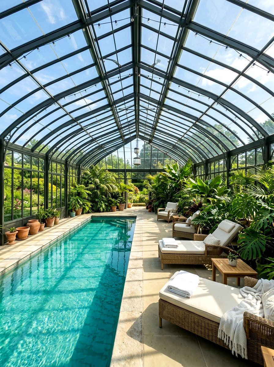 Greenhouse Style Pool House - 30 pool house decor ideas
