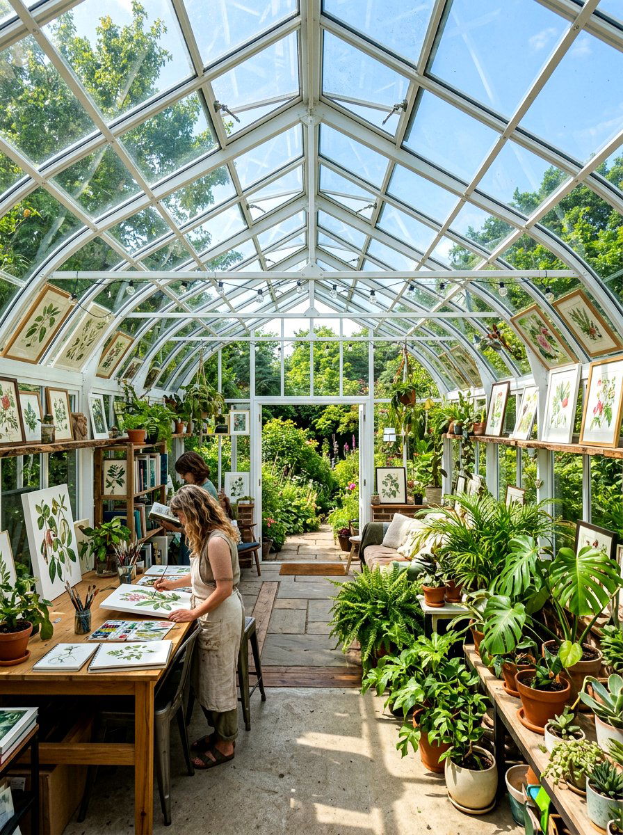 Greenhouse Style Studio - 30 backyard studio shed ideas