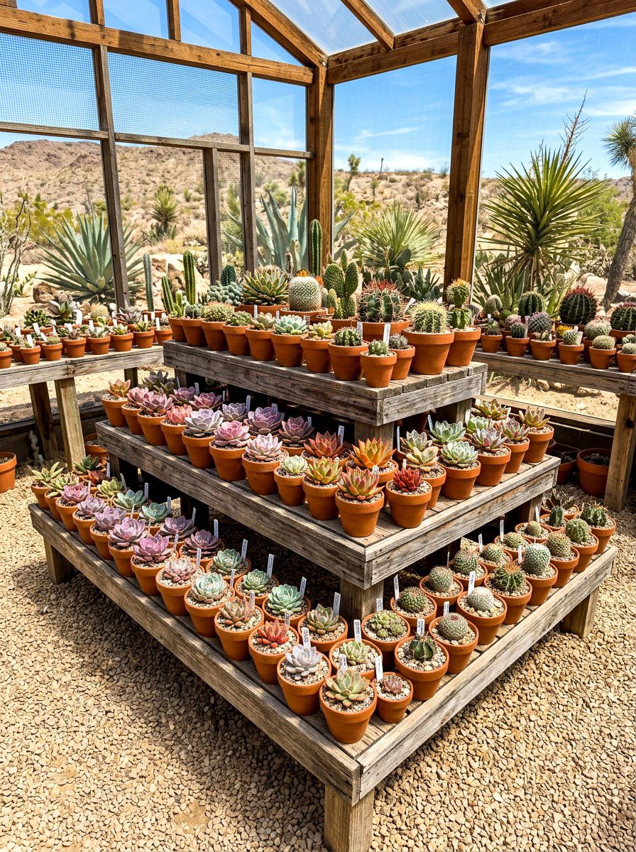 Greenhouse Succulent Display - 30 greenhouse corner ideas
