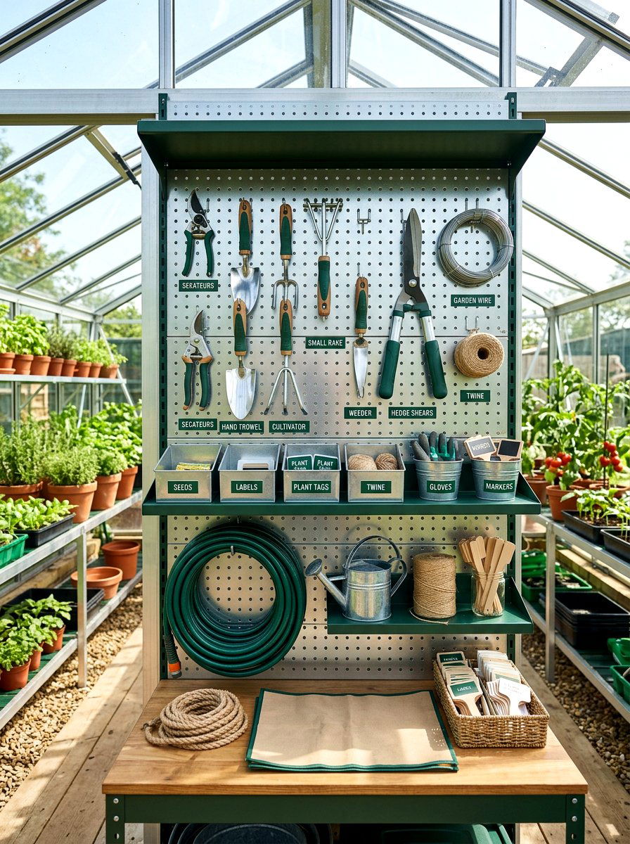 Greenhouse Tool Storage - 30 greenhouse shelving layout ideas