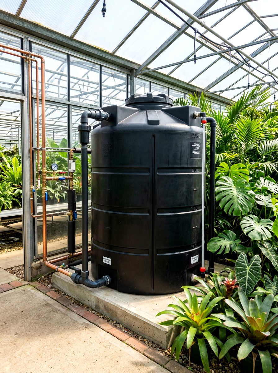 Greenhouse Water Tank - 30 greenhouse watering ideas