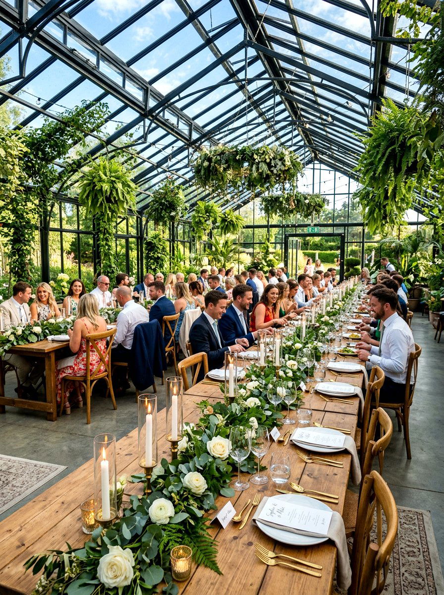 Greenhouse Wedding Dinner - 30 cottage garden wedding ideas