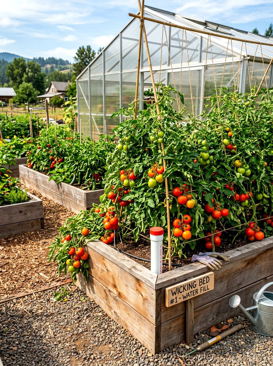 Greenhouse Wicking Bed Setup - 30 greenhouse watering setup ideas