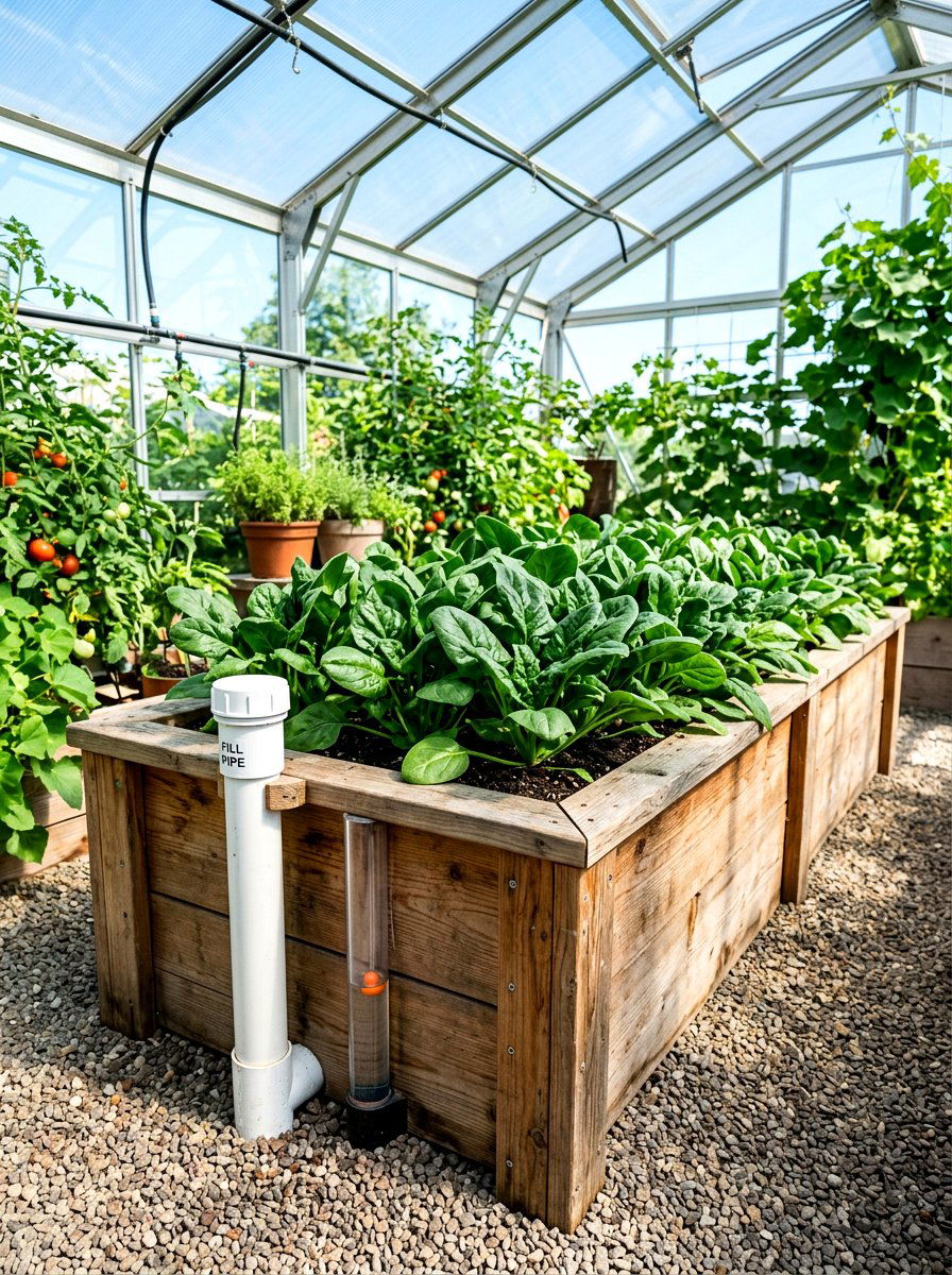 Greenhouse Wicking Bed - 30 greenhouse watering ideas