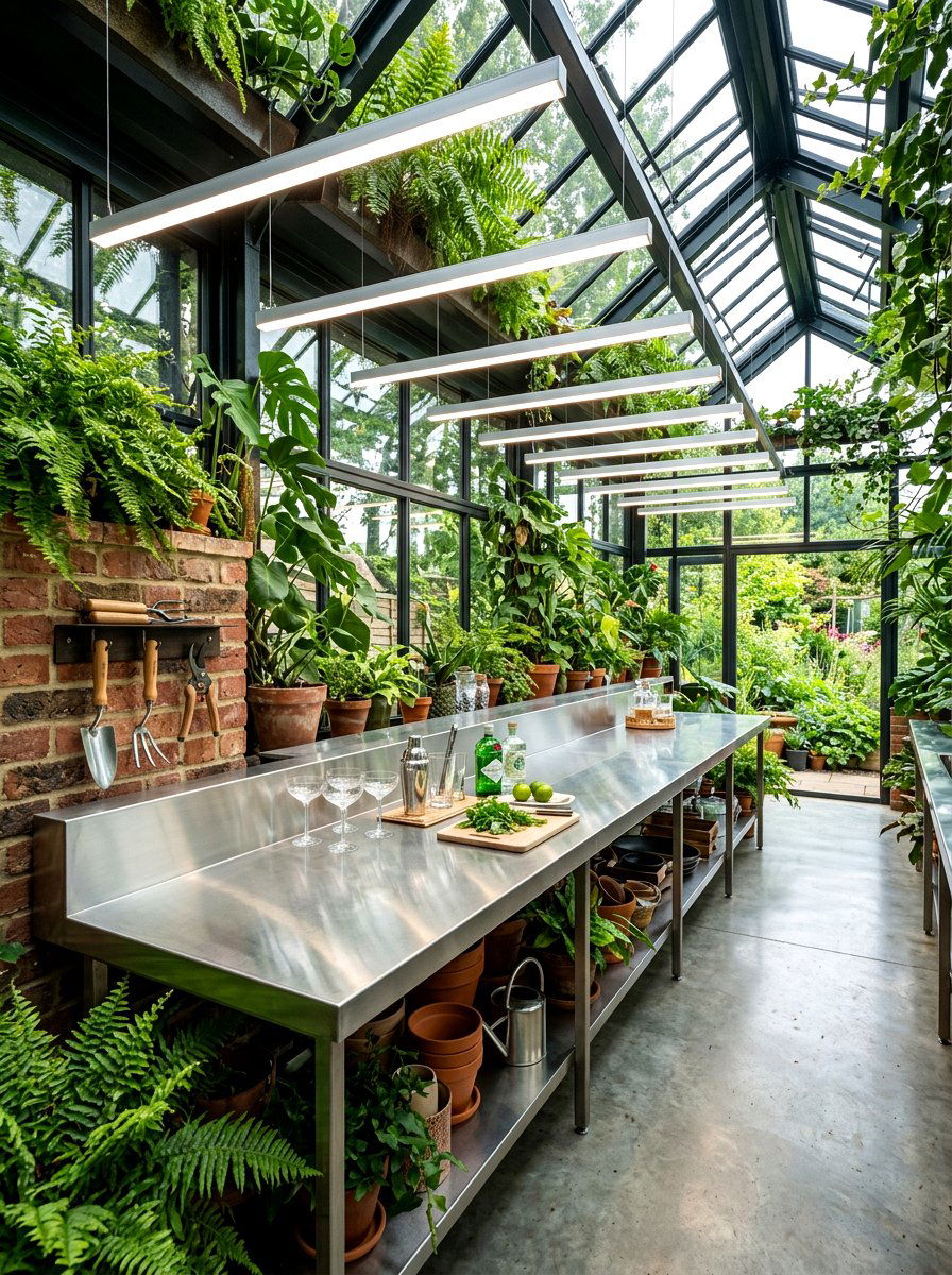 Greenhouse bar lights - 30 greenhouse lighting ideas