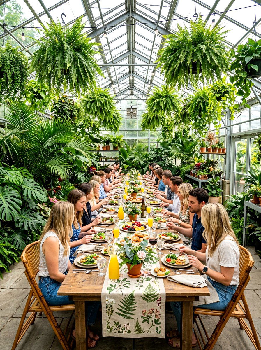Greenhouse brunch setting - 30 bridal shower garden party ideas