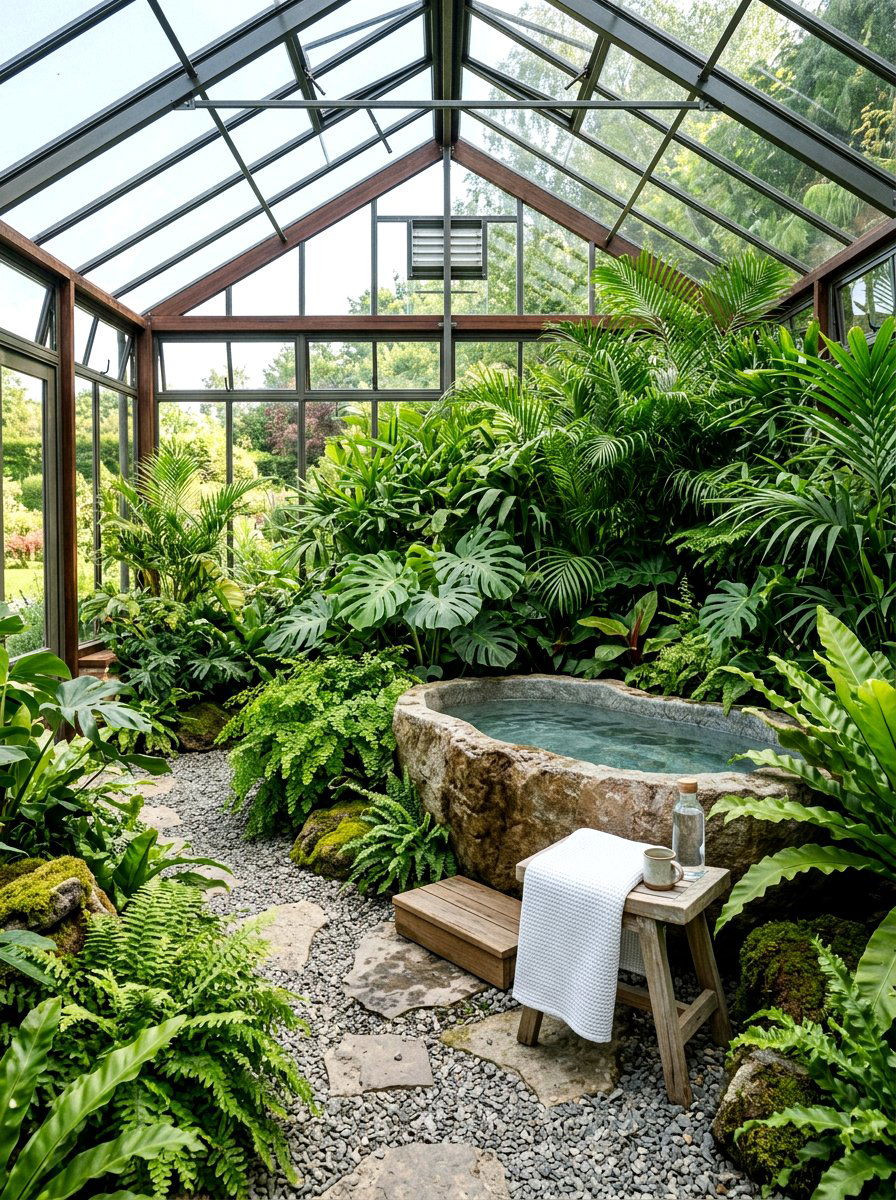 Greenhouse cold plunge garden - 30 cold plunge room ideas