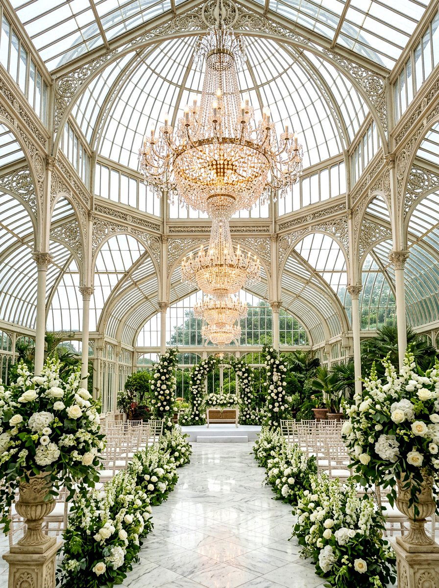 Greenhouse crystal chandeliers - 30 greenhouse lighting ideas