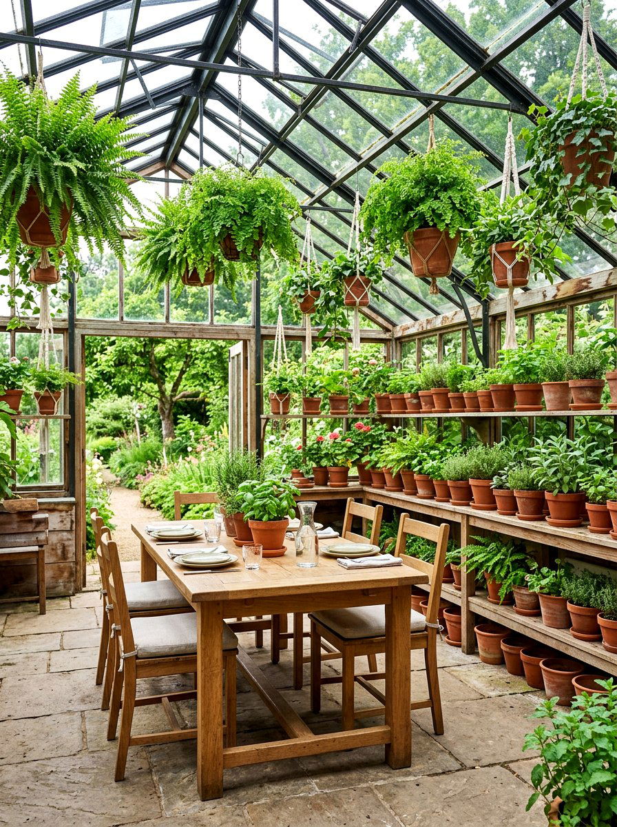Greenhouse dining area - 30 outdoor dining nook ideas
