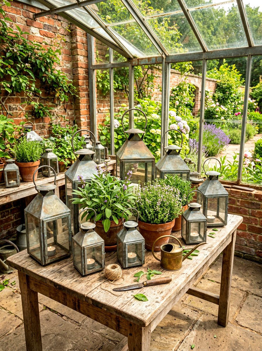Greenhouse metal lanterns - 30 greenhouse lighting ideas