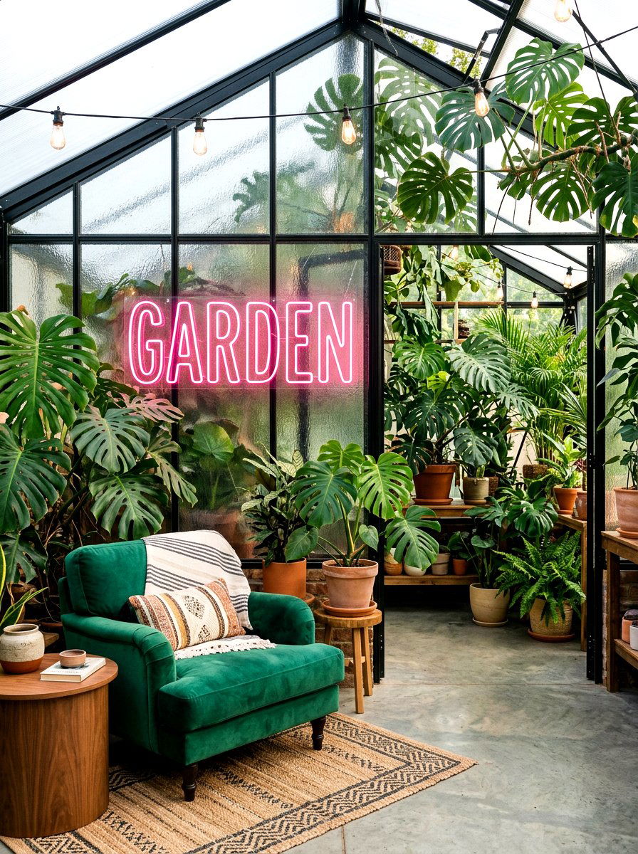 Greenhouse neon signs - 30 greenhouse lighting ideas