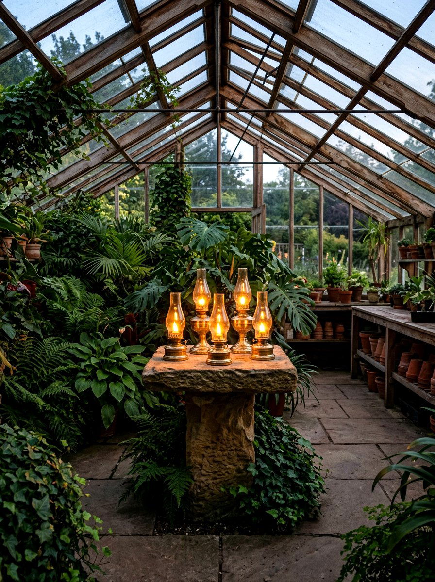 Greenhouse oil lamps - 30 greenhouse lighting ideas
