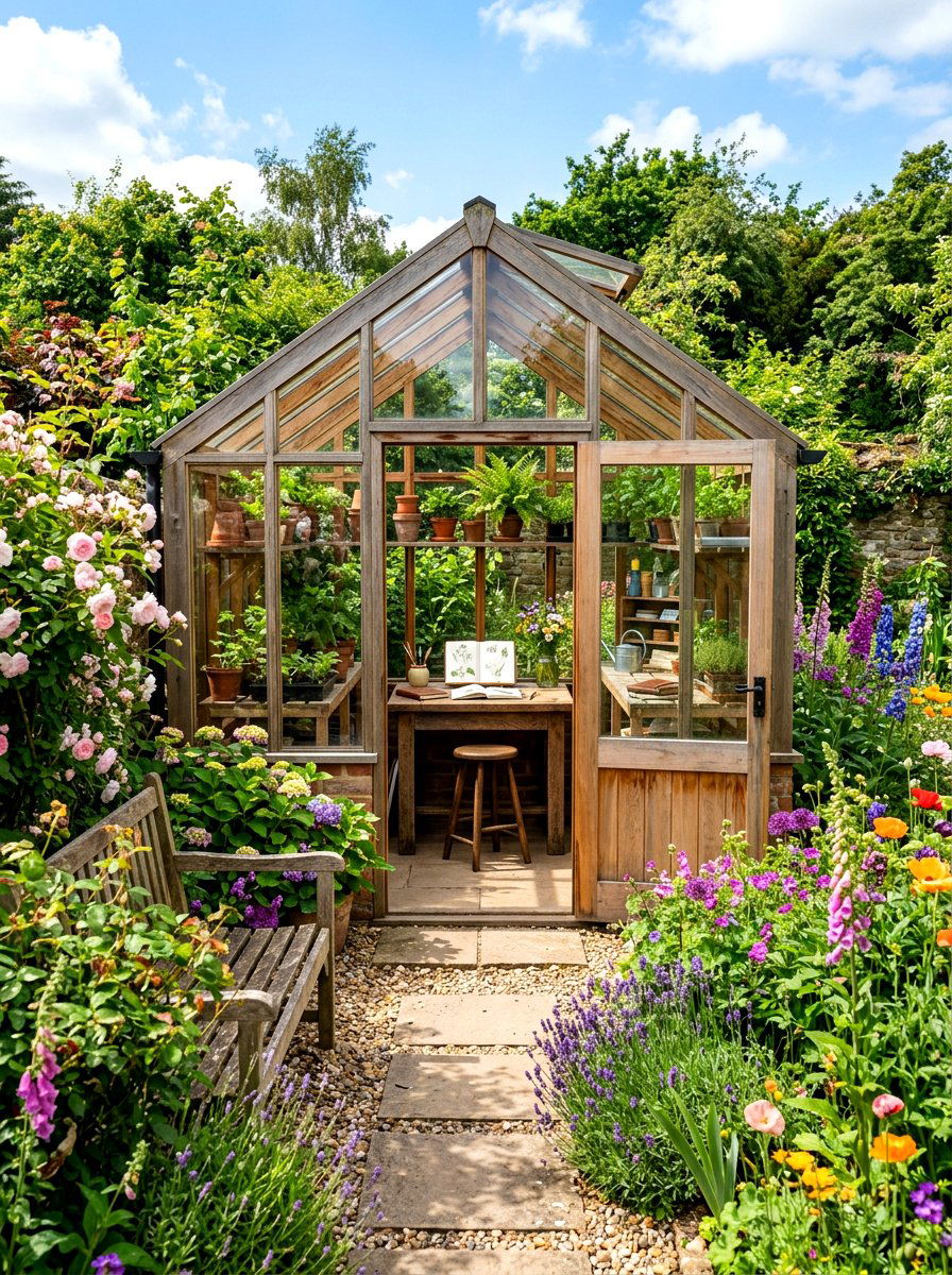 Greenhouse outdoor craft space - 30 craft corner ideas