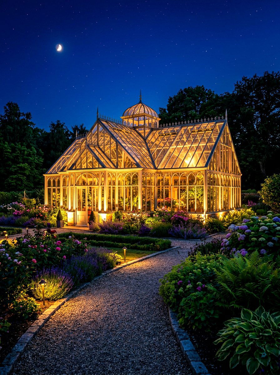 Greenhouse outdoor spotlights - 30 greenhouse lighting ideas