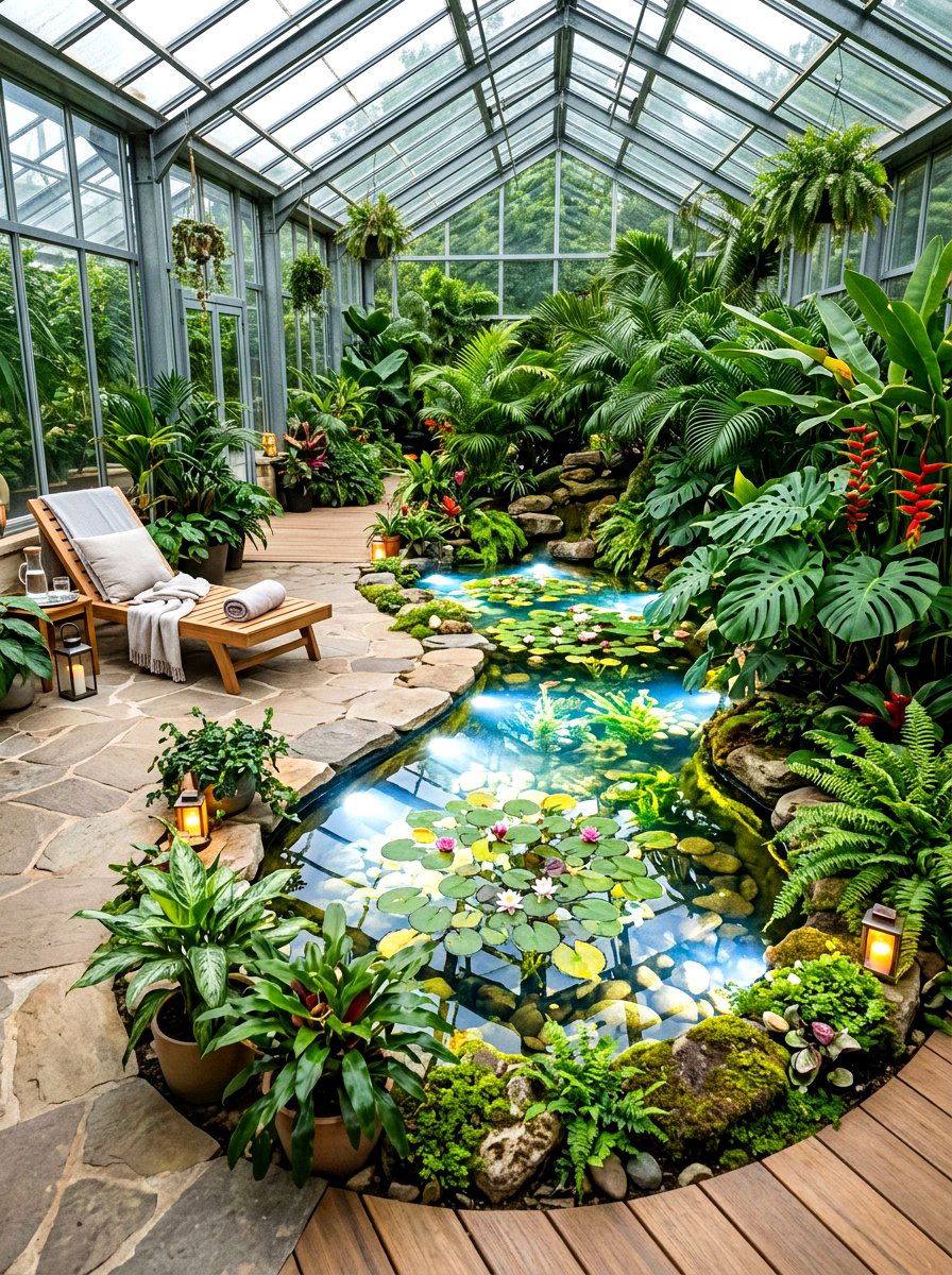 Greenhouse pond lights - 30 greenhouse lighting ideas