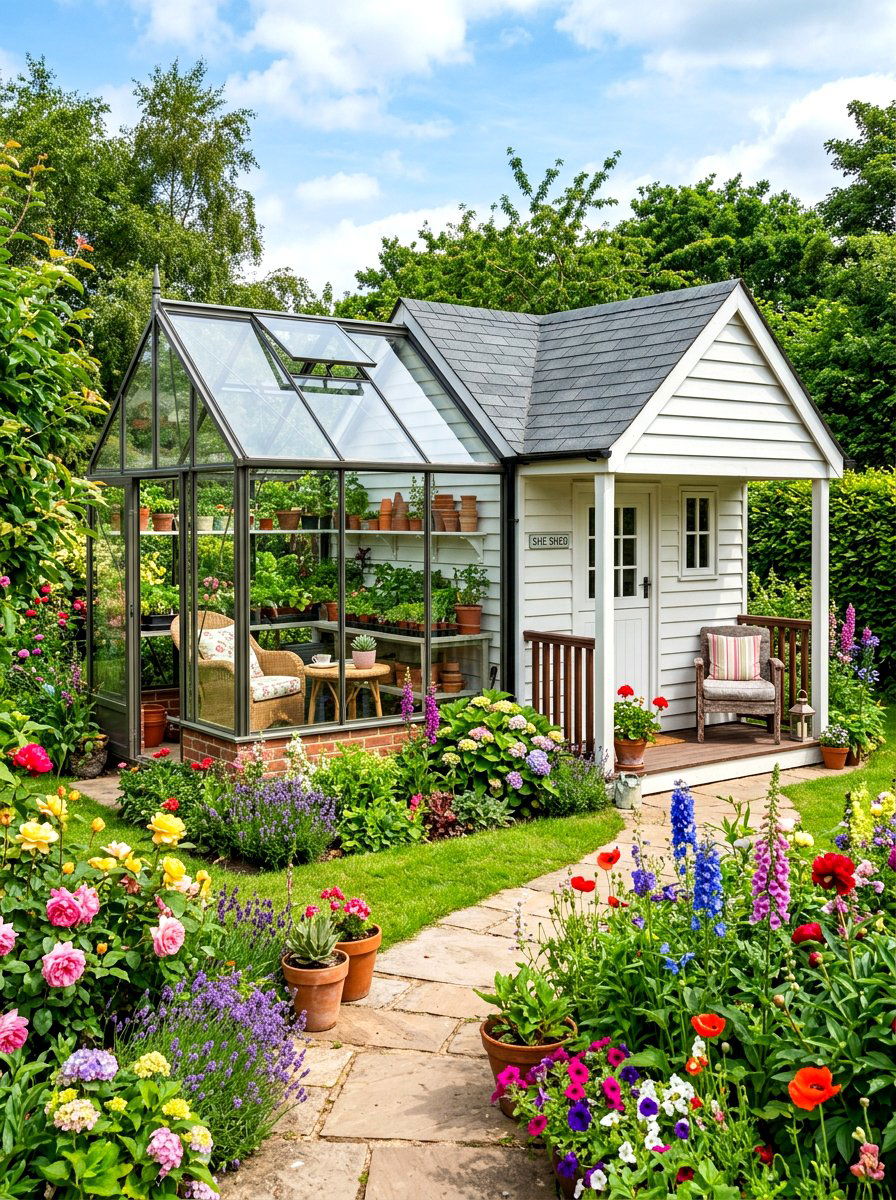 Greenhouse she shed combo - 30 backyard greenhouse ideas