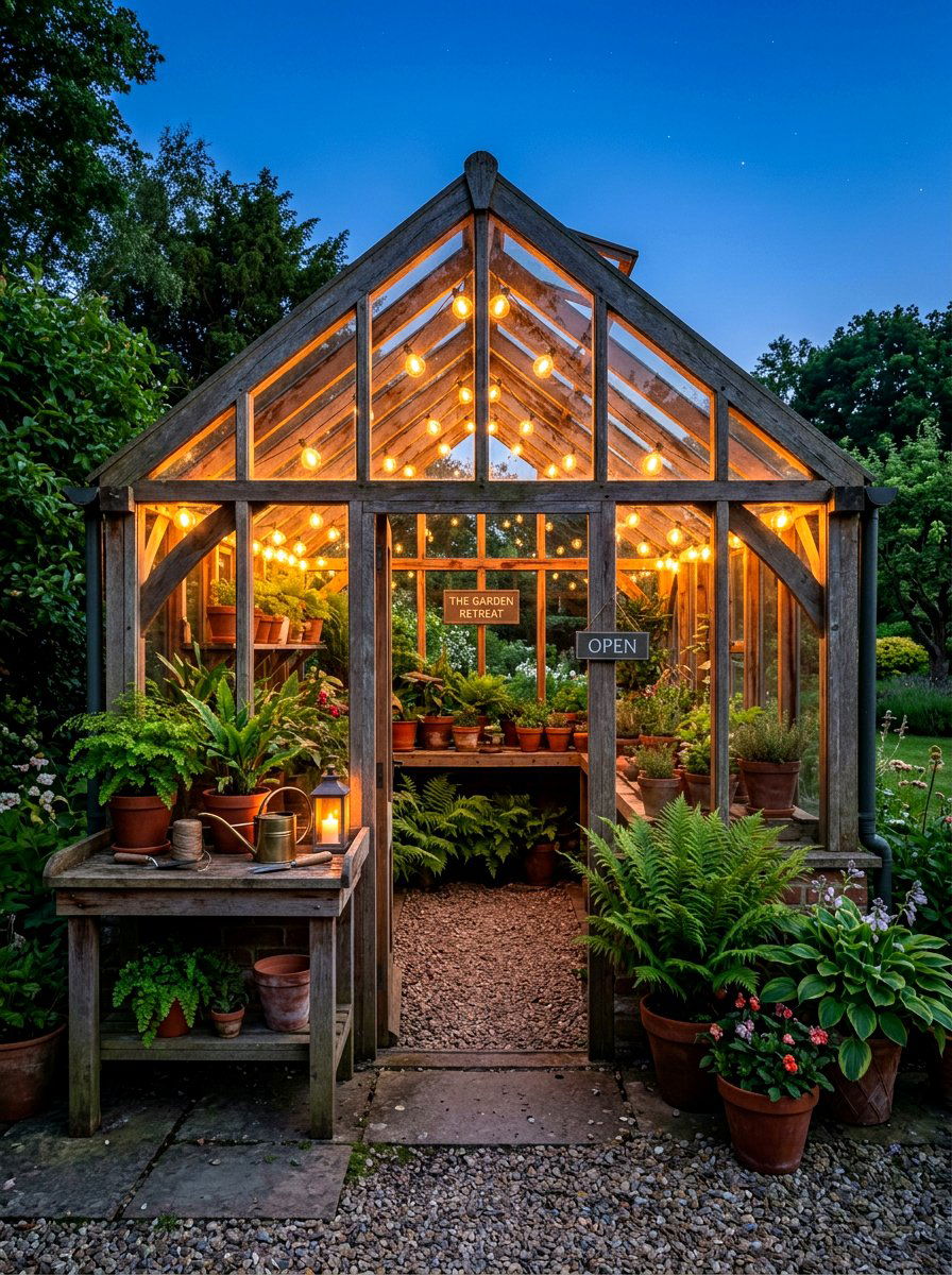Greenhouse string lights - 30 greenhouse lighting ideas