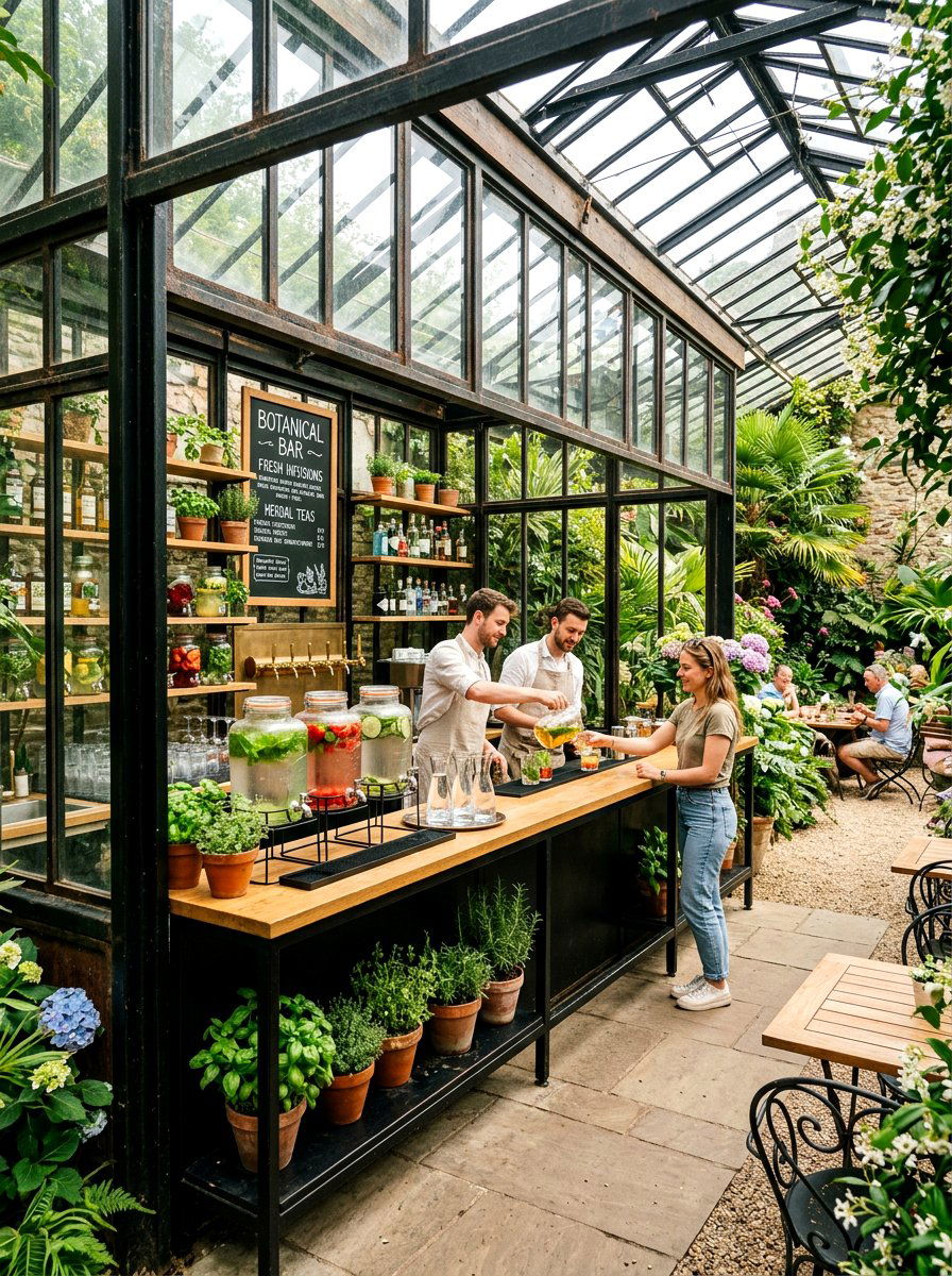 Greenhouse style beverage bar - 30 drink station patio ideas