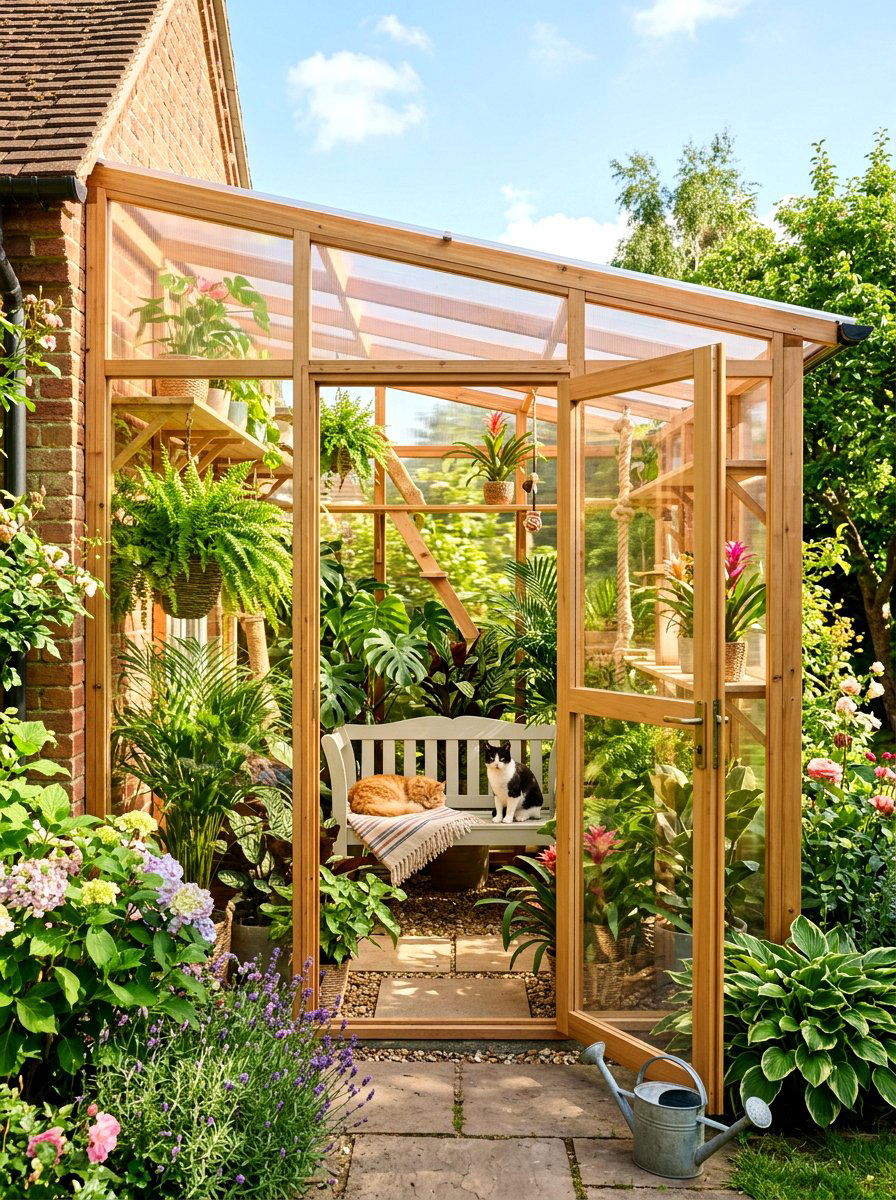 Greenhouse style catio - 30 catio ideas