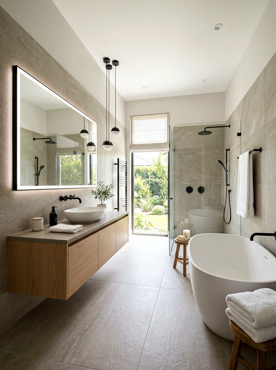 Greige Bathroom - 30 neutral home decor ideas