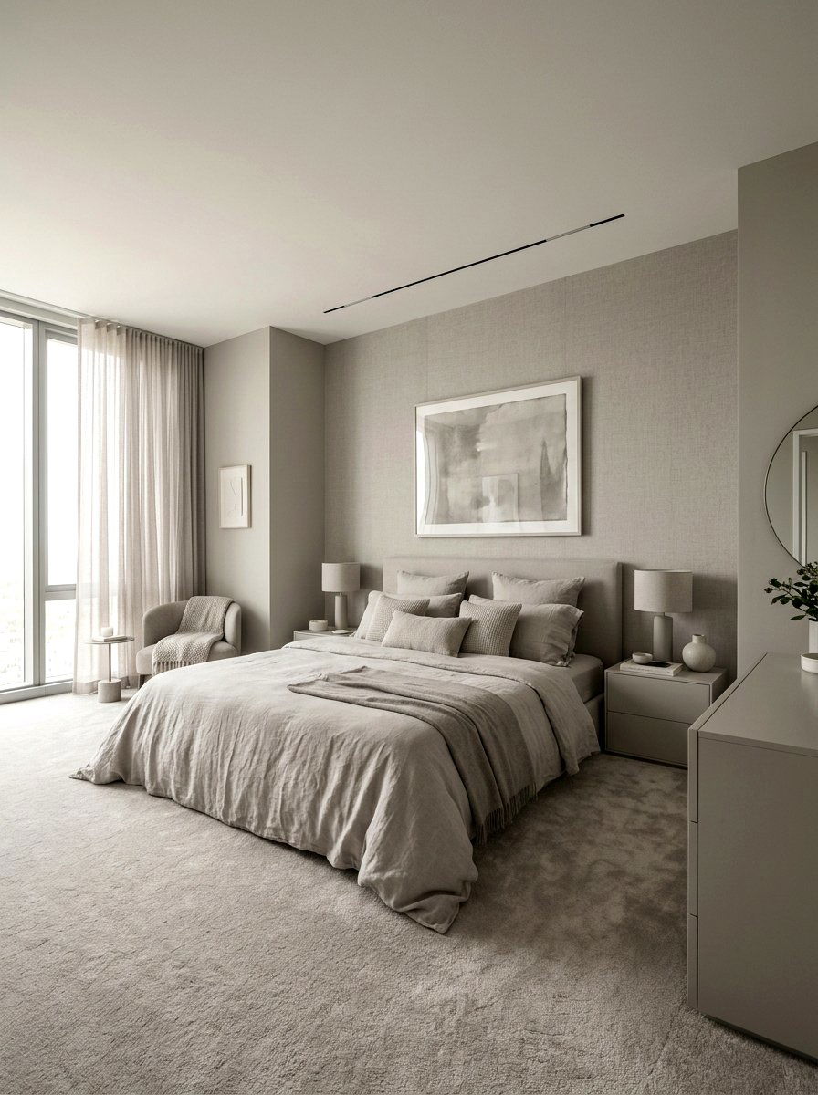 Greige Bedroom - 30 monochromatic bedroom ideas