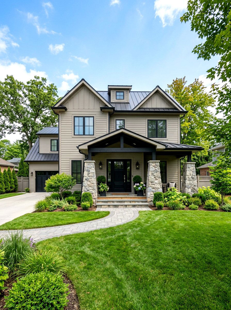 Greige Farmhouse Exterior - 30 farmhouse exterior ideas